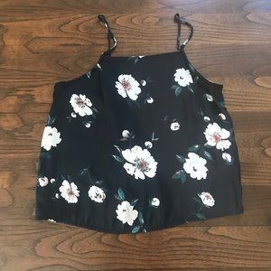 Small Kendall & Kylie Navy Floral Crop Top